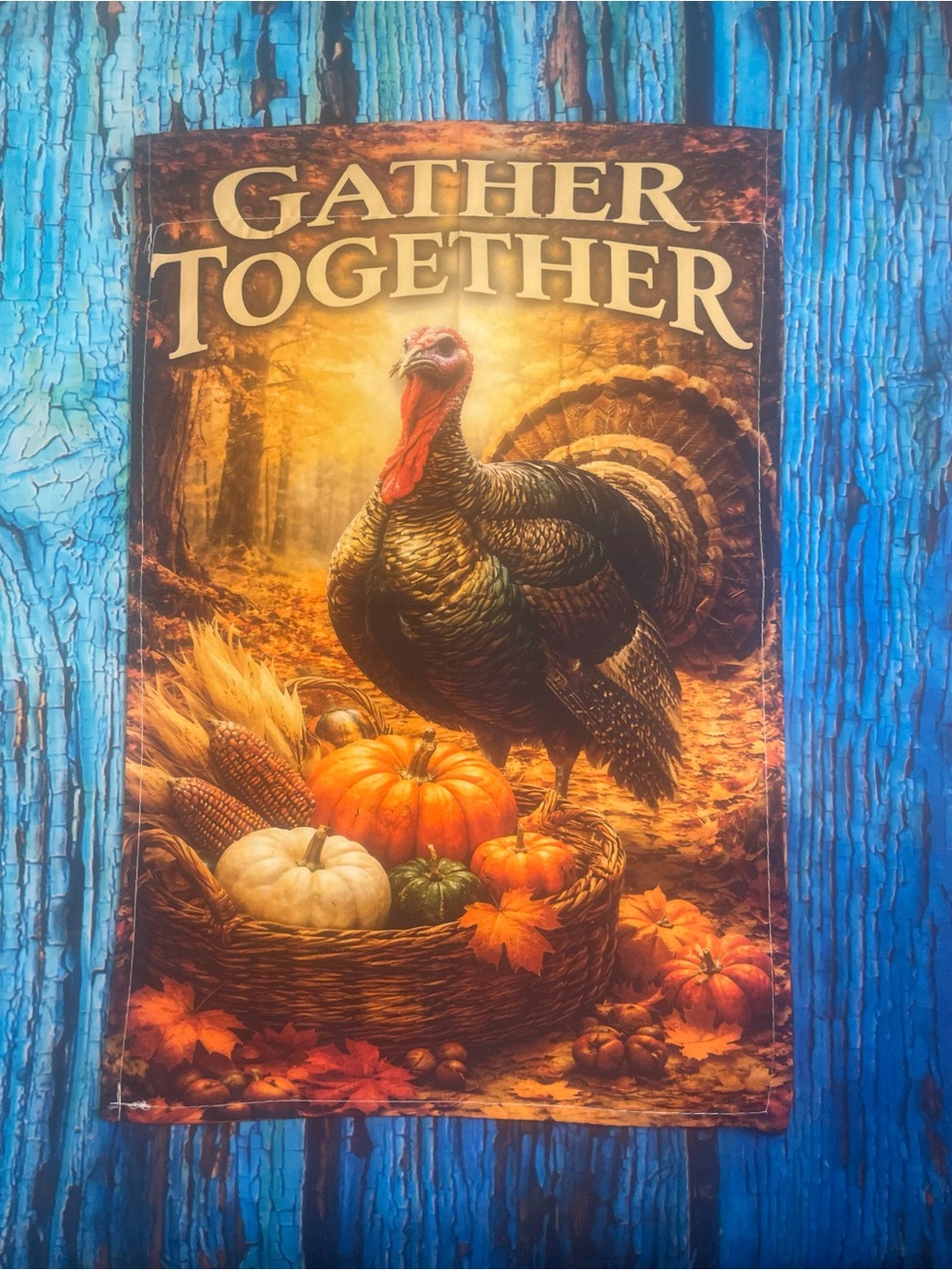 Gather Together Autumn Turkey Garden Flag
